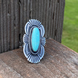 Navajo Deco Southwest Royston Turquoise Ring Size 8.25