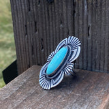 Navajo Deco Southwest Royston Turquoise Ring Size 8.25