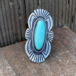 Navajo Deco Southwest Royston Turquoise Ring Size 8.25