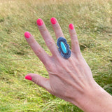 Navajo Deco Southwest Royston Turquoise Ring Size 8.25
