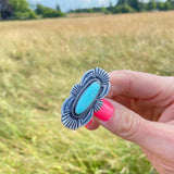 Navajo Deco Southwest Royston Turquoise Ring Size 8.25