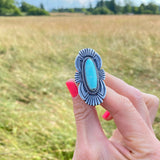 Navajo Deco Southwest Royston Turquoise Ring Size 8.25