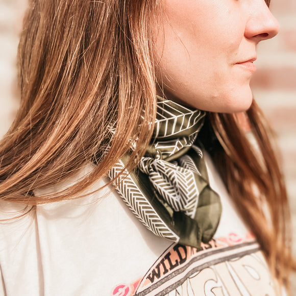 Olive Geometric Wild Rag