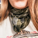 Olive Geometric Wild Rag